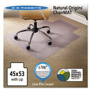 ES Robbins 141042 Natural Origins Chair Mat With Lip For Carpet, 45 x 53, Clear ESR141042
