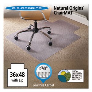 ES Robbins 141032 Natural Origins Chair Mat With Lip For Carpet, 36 x 48, Clear ESR141032