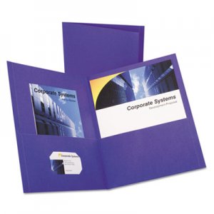 Oxford 57514 Twin-Pocket Portfolio, Embossed Leather Grain Paper, Purple, 25/Box OXF57514