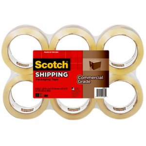 Scotch MMM37506 3750 Commercial Grade Packaging Tape, 1.88" x 54.6yds, Clear, 6/Pack 3750-6