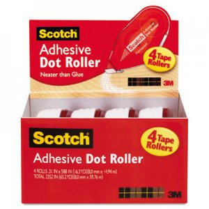 Scotch 6055BNS Adhesive Dot Roller Value Pack, 0.3 in x 49 ft., 4/PK MMM6055BNS