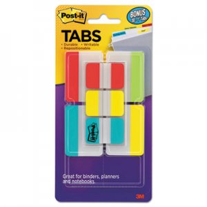 Post-it Tabs MMM686VAD2 Tabs Value Pack, 1" and 2", Aqua/Lime/Red/Yellow, 114/PK 686-VAD2