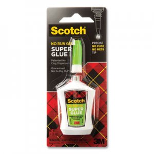 Scotch MMMAD125 Super Glue No-Run Gel with Precision Applicator, 0.14 oz, Dries Clear
