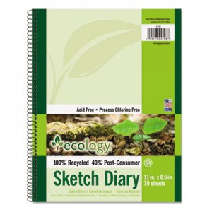 Pacon 4798 Ecology Sketch Diary, 8-1/2" x 11", Unruled, White, 70 Sheets, 1 Pad PAC4798