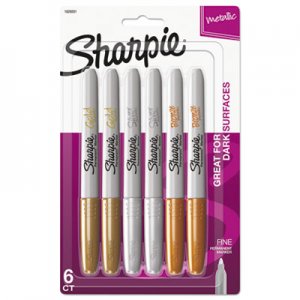 Sharpie SAN1829201 Metallic Fine Point Permanent Markers, Bullet Tip, Gold-Silver-Bronze, 6/Pack