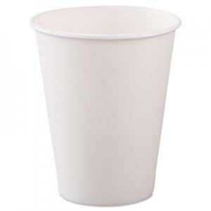 SOLO Cup Company 378W2050 Single-Sided Poly Paper Hot Cups, 8oz, White, 50/Bag, 20 Bags/Carton SCC378W2050