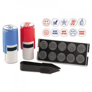 Stamp-Ever 4630 Stamp, Self-Inking with 10 Dies, 5/8", Blue/Red USS4630