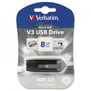 Verbatim 49171 Store 'n' Go V3 USB 3.0 Drive, 8GB, Black/Gray VER49171