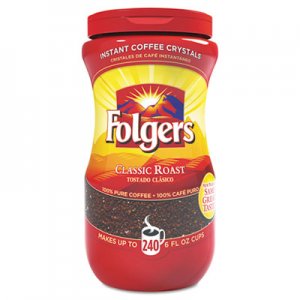 Folgers FOL06922 Instant Coffee Crystals, Classic Roast, 16oz Jar