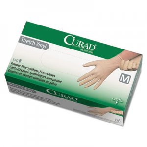Curad 6CUR9225 Stretch Vinyl Exam Gloves, Powder-Free, Medium, 150/Box MII6CUR9225