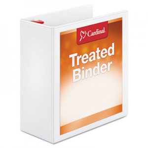 Cardinal 32140 Treated Binder ClearVue Locking Slant-D Ring Binder, 4" Cap, 11 x 8 1/2, White CRD32140