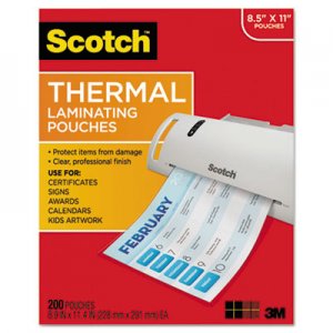 Scotch TP3854200 Letter Size Thermal Laminating Pouches, 3 mil, 11 2/5 x 8 9/10, 200 per Pack MMMTP3854200