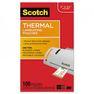Scotch MMMTP5851100 Business Card Size Thermal Laminating Pouches, 5 mil, 3 3/4 x 2 3/8, 100/Pack