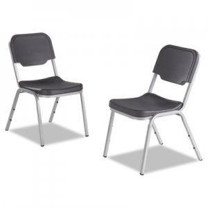 Iceberg ICE64111 Rough 'N Ready Original Stack Chair, Black Seat/Black Back, Silver Base, 4/Carton