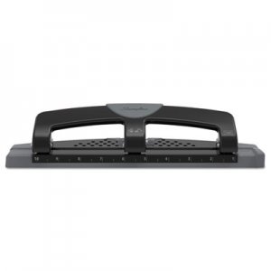 Swingline SWI74134 12-Sheet SmartTouch Three-Hole Punch, 9/32" Holes, Black/Gray