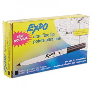 EXPO SAN1871131 Low-Odor Dry-Erase Marker, Extra-Fine Needle Tip, Black, Dozen