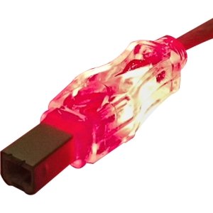 QVS CC2209C-10RDL USB 2.0 480Mbps Type A Male to B Male Translucent Cable with LEDs