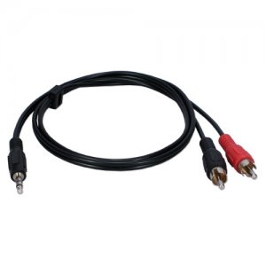 QVS CC399-03 3.5mm Mini-Stereo Male to Two RCA Male Speaker Cable