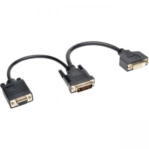 Tripp Lite P564-06N-DV 6-in. DVI Y Splitter Cable (DVI-I M to DVI-D F and HD15