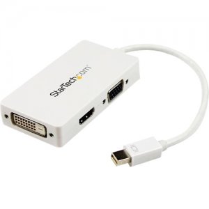 StarTech.com MDP2VGDVHDW Travel A/V Adapter: 3-in-1 Mini DisplayPort to VGA DVI or HDMI Converter - White