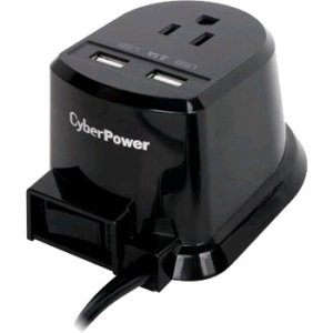 CyberPower CSP105U Dual Power Station 1-Outlet with 2-2.1A USB Charging Ports and 5FT Cord