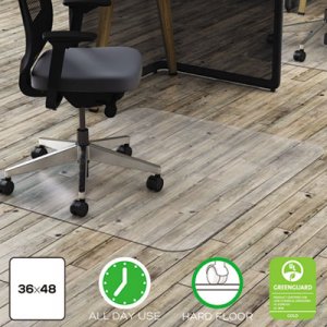 deflecto CM21142PC Clear Polycarbonate All Day Use Chair Mat for Hard Floor, 36 x 48 DEFCM21142PC