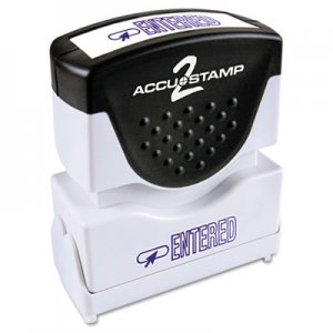 ACCUSTAMP2 COS035573 Pre-Inked Shutter Stamp with Microban, Blue, ENTERED, 1 5/8 x 1/2