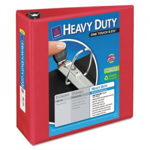 Avery 79326 Heavy-Duty View Binder w/Locking 1-Touch EZD Rings, 4" Cap, Red AVE79326