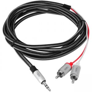 SIIG CB-AU0F12-S1 Woven Fabric Braided 3.5mm to RCA Stereo Cable (M/M) - 2M