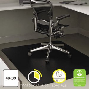 deflecto CM11442FBLK EconoMat Occasional Use Chair Mat for Low Pile, 46 x 60, Black DEFCM11442FBLK