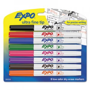 EXPO SAN1884309 Low-Odor Dry-Erase Marker, Ultra Fine Point, Assorted, 8/Set