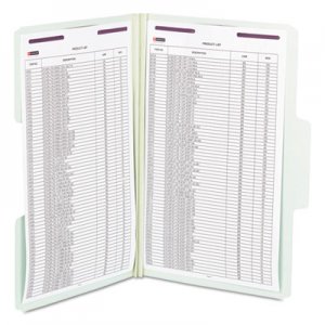 Smead SMD19981 SuperTab Folders with SafeSHIELD Fasteners, 1/3 Cut, Legal, Gray/Green, 25/Box
