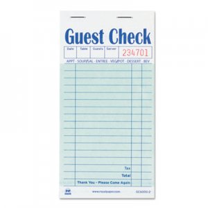 AmerCareRoyal RPPGC60002 Guest Check Book, Carbon Duplicate, 3 1/2 x 6 7/10, 50/Book, 50 Books/Carton