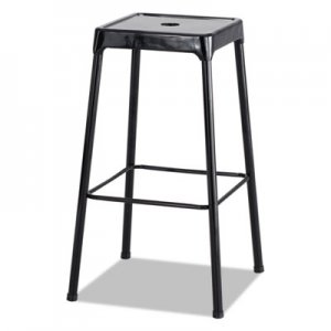 Safco SAF6606BL Bar-Height Steel Stool, 29" Seat Height, Supports up to 250 lbs., Black Seat/Black Back, Black Base