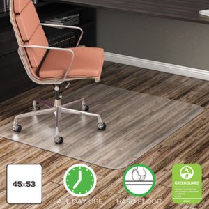 deflecto CM21242COM EconoMat Anytime Use Chair Mat for Hard Floor, 45 x 53, Clear DEFCM21242COM