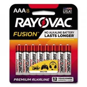Rayovac RAY8248TFUSK Fusion Advanced Alkaline AAA Batteries, 8/Pack