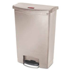 Rubbermaid Commercial RCP1883552 Slim Jim Resin Step-On Container, Front Step Style, 24 gal, Beige