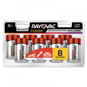 Rayovac RAY8138LTFUSK Fusion Advanced Alkaline D Batteries, 8/Pack