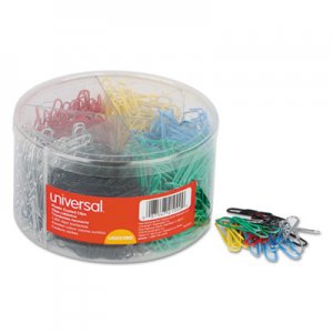 Universal UNV21000 Plastic-Coated Paper Clips, Small (No. 1), Assorted Colors, 1,000/Pack
