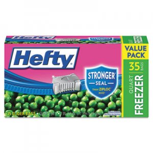 Hefty RFPR82235CT Slider Bags, 1 qt, 2.5 mil, 7" x 8", Clear, 315/Carton