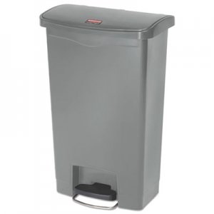 Rubbermaid Commercial RCP1883602 Slim Jim Resin Step-On Container, Front Step Style, 13 gal, Gray