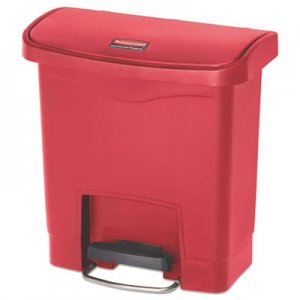 Rubbermaid Commercial RCP1883563 Slim Jim Resin Step-On Container, Front Step Style, 4 gal, Red