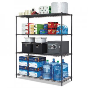 Alera ALESW206024BA All-Purpose Wire Shelving Starter Kit, 4-Shelf, 60 x 24 x 72, Black Anthracite Plus