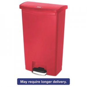 Rubbermaid Commercial RCP1883568 Slim Jim Resin Step-On Container, Front Step Style, 18 gal, Red