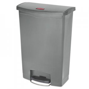 Rubbermaid Commercial RCP1883606 Slim Jim Resin Step-On Container, Front Step Style, 24 gal, Gray