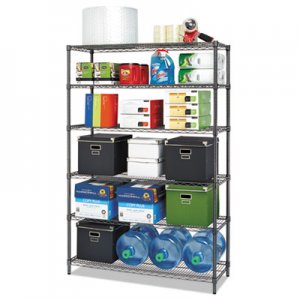 Alera ALESW664818BA NSF Certified 6-Shelf Wire Shelving Kit, 48w x 18d x 72h, Black Anthracite