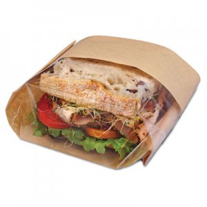 Bagcraft BGC300094 Dubl View Sandwich Bags, 2.35 mil, 9.5" x 2.75", Natural Brown, 500/Carton