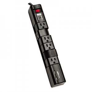 Tripp Lite TRPTLP608RUSBB Protect It! Surge Protector, 6 Outlets/2 USB, 8 ft Cord, 1080 Joules, Black