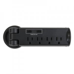 Safco 2069BL Pull-Up Power Module, 4 outlets, 2 USB Ports, 8 ft Cord, Black SAF2069BL