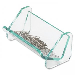 Lorell 80660 Acrylic Transparent Green Edge Paper Clip Holder